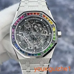 AP Timeless Wrist Watch Royal Oak Series 15412bc Frost Gold Original Diamond Rainbow Double Swivel 자동 기계 남성 시계 41mm