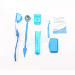 8 st/väska tandtänder ortodontiska satser oral rengöringvård Vitning Tool Suit Interdental Brush Floss Thread Wax Mirror 5 Färger