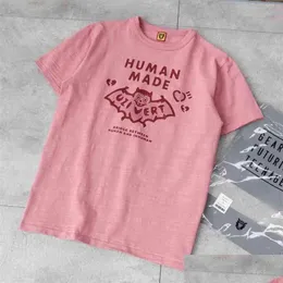 T-shirt maschili fatti umani x lil uzi vert co marchiato rosa pipistrello nigo estate nuova maglietta a maniche corte