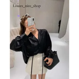 Loeweee Shirt Loewew Lowew Top Loose Blouses Long Shirts Anagram Silk and Satin Classic Summer New Paris Casual Long Sleeve Tops Femme Pocket Letter Embroidery 554