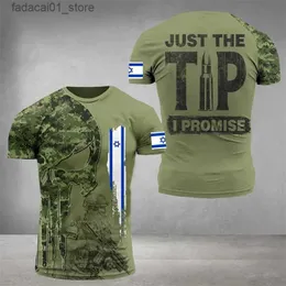 Camisetas masculinas bandeira israelense masculina veterana de camiseta do exército Top Tactical Camuflagem militar 3D Impressão israelense T-shirt T-shirtq240425