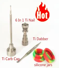 whole GR2 Domeless Titanium Nail Ti Carb Cap with Enial Dab and Silicone Jar of set2797532