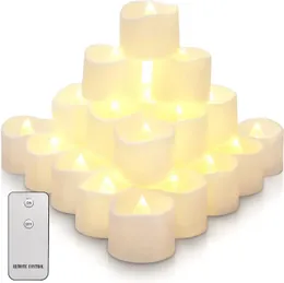 12/24Pack Flameless Flickering LED -ljus med fjärrljus Elektroniskt ljus för bröllop Halloween Juldekor 240417