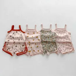 Set di abbigliamento 2023 Summer Baby Clothing Set Girl Girls CamiSole and Shorts 2 Pcs Baby Suit H240425
