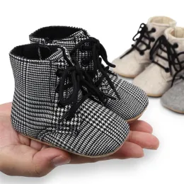 Buty 018m Baby Fashion Boots Boys Dziewczęta jesień zimowe buty maluch houndstooth nadruk kostki buty dla niemowląt dla niemowląt