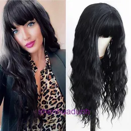 O guia para iniciantes para comprar as melhores perucas on -line em 2024 Wig Curly Hair for Women With Large Waves Black Straight Bangs Wavy Sea Water Long