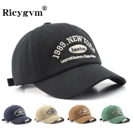 Вышивка софтбола нью -йоркская бейсбольная шляпа вымытая хлопковая крышка для мужчин женщины Gorras Snapback Caps Бейсболки Cacquette Dad Hat Hat