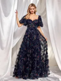 Partykleider Xuibol Luxus Musselin Abendkleid 2024 Meerjungfrau Prom angebaut formelle Kurzarmblumen -Fashion Cocktail Lange Vestidos
