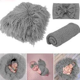 Fotografia 3pcs/set di oggetti fotografici neonati coperta per bambini+avvolgimento+fascia 03 mesi scatti fotografici per bambini ragazzi poppa