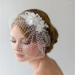 Bridal Veils Lace Flowers Wedding With Hand Made Beading Birdcage For Face Cover Cap Accessories Real In Stock