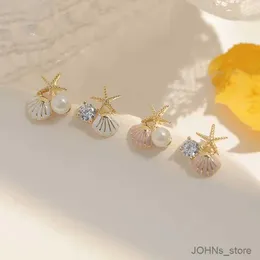 Pieno orecchini a guscio di stelle di stelle di moda lampadario per donne IMitazione di cristallo lucido Orecchini asimmetrici perla