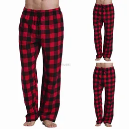 MR7B Herrenhosen Fashion Herren lässig Cotton Pyjama Langes Hose weich bequemer loser elastischer Bund Plaid kuschelige Nachtwäsche Home Lounge Hosen D240425