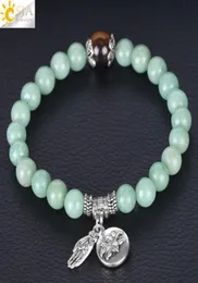 CSJA Green Aventurine Bracelet Men Mulheres Mulheres Buda Cabeça de lótus Pingente de 8 mm Bracelets de pedra natural Tigre Pulseras Lucky Charm Jewe4473860