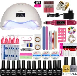 Zestawy do paznokci Ustaw suszarkę z lampą LED UV z zestawem lakierni 12 -cs zanurzanie narzędzia Manicure Tool