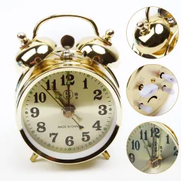 Zegary podskarz mechaniczny złoty budzik Podręcznika Zakończ vintage metalowy zegar uroczy na dekorację salonu Kolekcje zabawek Prezenty