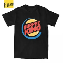 Erkek Tişörtleri Burpee King T-Shirt Komik Doğum Günü Hediyesi Erkek Erkek Koca Baba Erkekler Yaz Kısa Kollu Pamuk Crossfit Egzersiz Tişörtleri T240425