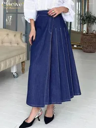 Signe Clacive Fashion Sliose Blue Denim Gonna da donna 2024 Vintage High Waist Long Elegant Classic Flit Fil