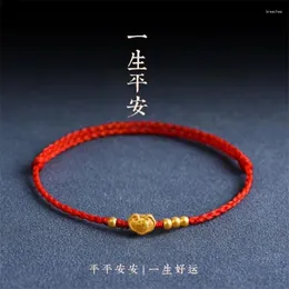 Braccialetti Charm a mano intrecciato colore oro pace fu benedici braccialetti per gli amanti, regolare la corda rossa amica del braccialetto fortunato