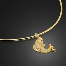 PENDANTS The Fashion Cute Origami Carpa Collar Animal Necklace 925 Sterling Silver Fish Chokers Collane per donne