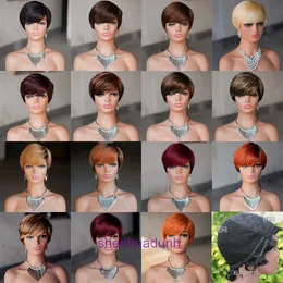 Perücken Frauen menschliches Haar Chanxiu menschliches Haar Perücke kurze Full Machine Headset HumanHair Pixie Schnitt