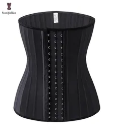 كريم أسود 3 خطاف والعين 25 من الصلب Booned LaTex Waist Trainer Fajas حزام الحزام بالإضافة إلى حجم الملابس الداخلية Corselet Women 222166289