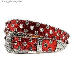 Ремни Новая западная бриллиантовая группа Sparkling Athestone Band Cowboy Girl Cinto de Strass Skull Women Fashion Ceinture Women Q240425