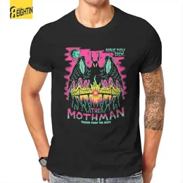 남자 티셔츠 Mothman 재미있는 애니메이션 티셔츠 남자 미친 100%면 티 셔츠 라운드 칼라 짧은 슬리브 티셔츠 인쇄 의류 t240425