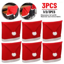 Chaves de cadeira 1-3pcs chapéu de Natal Tabela de decoração de tecido não tecida Ornamento de 2024 para presente de natal Navidad