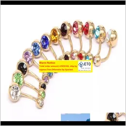 Anelli a campana Delivery Delivery 2021 in acciaio inossidabile Crystal Gold Rhinestone Bullone Anello dell'ombelico barre per piercing Gioielli piercing jwhjr zz