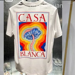 Haikyuu Casablanca Mens Tshirts Tshirts T Brand Designer Tees Rainbow Mushroom Lettera di Mushroom Stampa Trote a maniche corte Cotton Uscose Men Casa Blanca Women Shirt JHVD AWMP