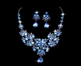 Set di gioielli da sposa cristallo set di gioielli di moda per le gocce di rinestina della collana set da donna a fiori cavi set di gioielli da festa 2388769
