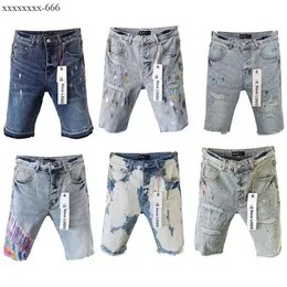 Purple Denim Shorts Stacked Pants Ksubi Tear High Street Trendy Denim Straight Leg Style Street Wear Men Sim Mencoat Jeans 4535