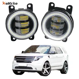 EEMRKE Led Fog Lights Assembly 30W/ 40W for Ford Explorer 5 U502 2011-2015 with Clear Lens Angel Eyes DRL Daytime Running Lights 12V PTF Car Accessories