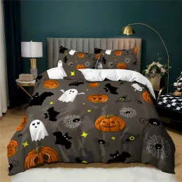 Sets 3D -Bettwäsche -Set Soft Queen 3 PCs Home Textile Duvet Cover Kissenbezug Dekbedovertrek Bett Cover Set Halloween Schädel kein Bettblatt