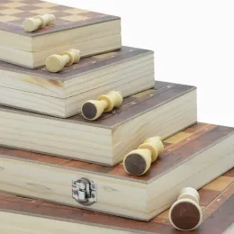 Sets dobrando caixa de armazenamento de madeira internacional conjunto de xadrez backgammon games de viagens de quadro de jogos de entretenimento mini jogo de tabuleiro