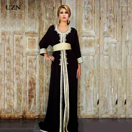 Party Dresses Uzn Velet Black Marocko Caftan Evening 3/4 Långärmning