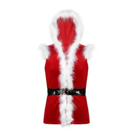 Men039s Vests Men Christmas Vest Velvet Santa Claus Cosplay Sleeveless Jacket Coat Hooded Slim Fit Faux Fur Trim Waistcoat With5384378