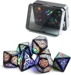 ألعاب الشحن المغناطيسي LED DICE مع صندوق الشحن DND DICE ZHOORQI الأبراج المحصنة و Dragons DICE POLYHEDRAL DICE