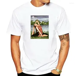 Men's Polos Yoga Pose Painted Artwork Girl in Nature (Mulher disponível) Camise