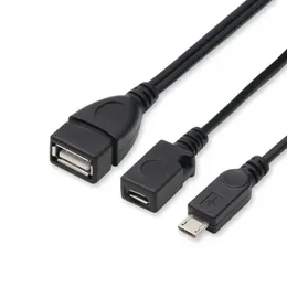 2024 MINI MICRO USB OTG 어댑터 호스트 파워 Y 스플리터 USB는 마이크로 5 핀 남성 여성 케이블을위한 안드로이드 폰 액세서리 2. 마이크로 USB 스플리터 용