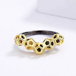 Pierścienie zespołowe Wysokiej jakości vintage złoto pięć kolejnych geometrycznych sferycznych pierścień kulistych dla damskich przyjęć weselnych Prezent biżuterii H240425