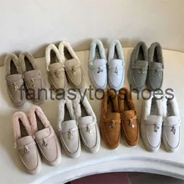 Loro Piano LP warm Pure raw sheep suede plush Lefu shoes casual flat sole single shoes plush shoes female Shoes FB75