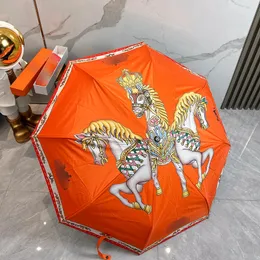 Sommer Vollautomatisch faltbarer Regenschirm Orange Sonnenschatten klarer Regenschirm Sonne Parasol vollständig robust und winddicht dreifache Regenschirme CSD2404096