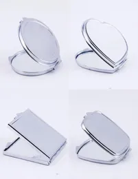 New Silver Pocket Thin Compact Mirror Blank Round Heartshaped Metal Makeup Mirror DIY Costmetic Mirror Wedding Gift9923907