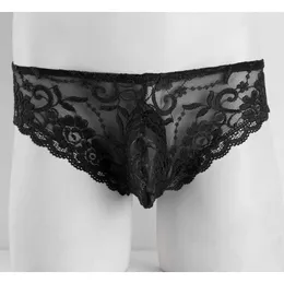 Herren Luxus Unterwäsche Sissy Dessous Höschen Spitze Blumenbuktbeutel niedrig durch Bikini -Slips Gay Erotic Unterhose Nachtwäscheschubladen Kecks Thong 3isr