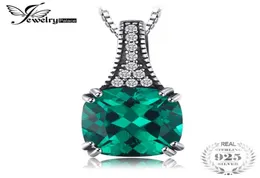 JewelryPalace Classic 21Ct Cushion Russian simulou Emeralds Pinging for Women Real 925 Sterling Silver Classic Jewelry5525888