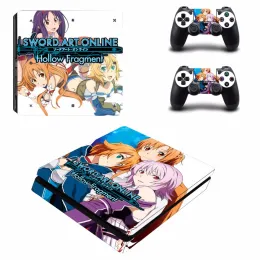 Adesivos sword arte online fragmento oco ps4 adesivo de pele slim decalque para a sony playstation 4 console e controlador ps4 slim skin adesivo