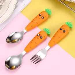 Alimentazione dei gadget per bambini set da tavolo set di bambini utensil in acciaio inossidabile per cuccioli di piante per le gigantesche per infantili per alimenti per alimenti per alimentari