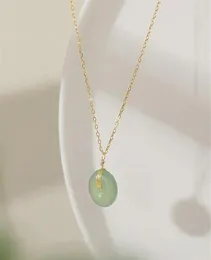 Wholale S925 Gold Plated Sterling Sier Round Jade Anhänger Choker Halskette225S2658777