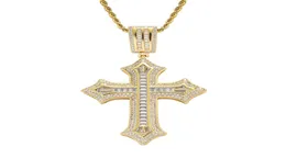 Europa och Amerika HotSale Gold Plated Bling CZ Pendant med 24 -tums repkedja för män Kvinnor Hot Gift7593754